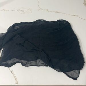 Away that Day Black Textured Sheer Sarong Beach coverup | OS